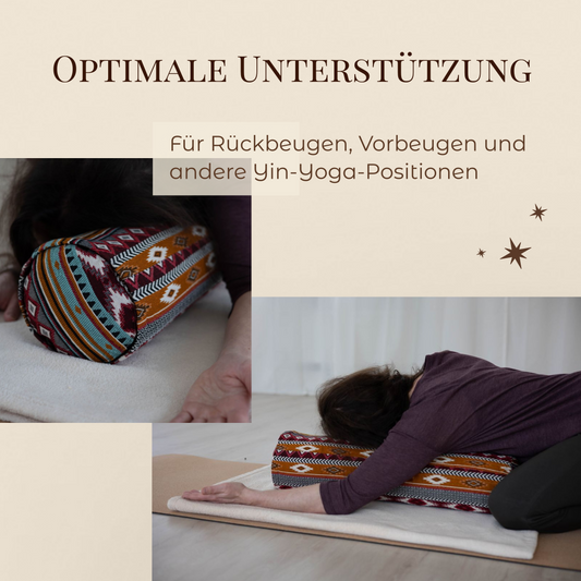 Yogabolster aus gewebter Baumwolle | Gefüllt mit natürlicher Buchweizenspreu