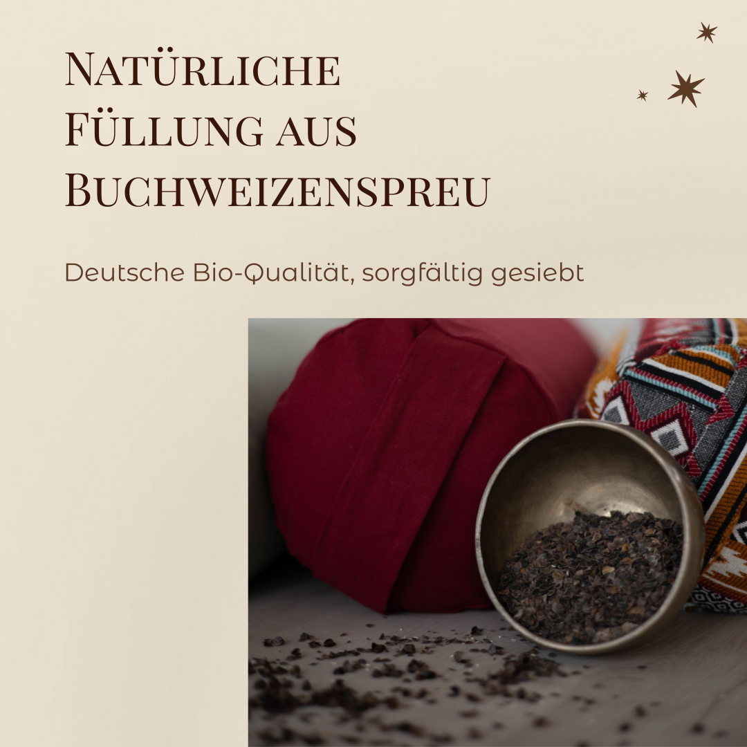 Yogabolster aus gewebter Baumwolle | Gefüllt mit natürlicher Buchweizenspreu