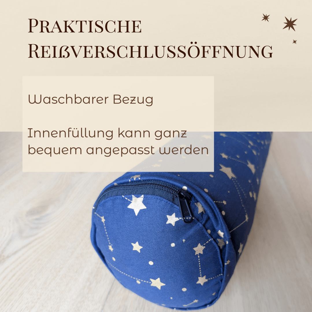 Yogabolster Sternenhimmel | Bezug aus 100% Bio-Baumwolle | Gefüllt mit natürlicher Buchweizenspreu | Reißverschluss zum Waschen und Nachfüllen