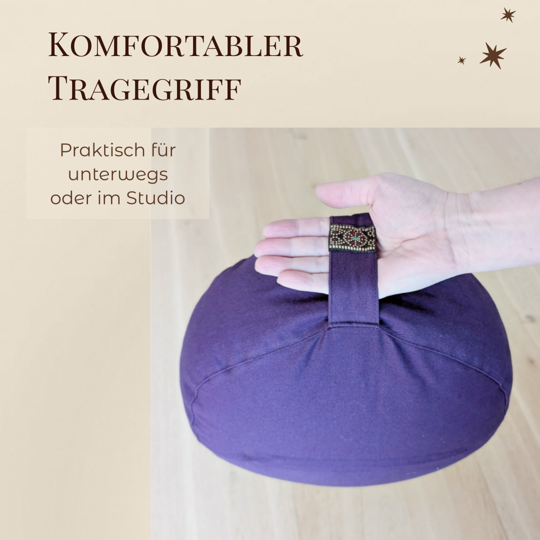 Meditationskissen Dunkelviolett | Bezug aus 100% Bio-Baumwolle | Gefüllt mit natürlicher Buchweizenspreu