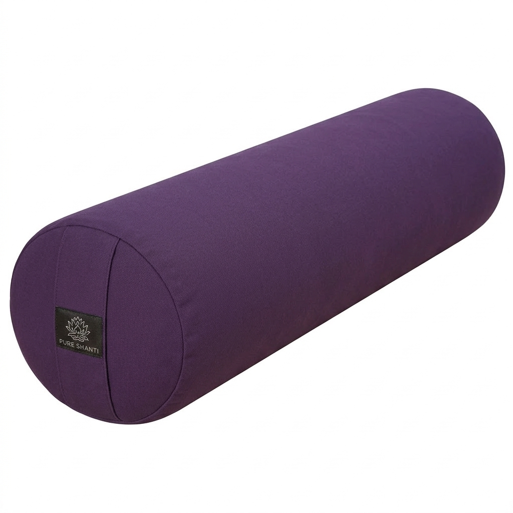 Yogabolster Violett | Bezug aus 100% Bio-Baumwolle | Natürliche Füllung aus Buchweizenspreu | Nachhaltiges Yogakissen | Mittelgroß: 63 x 17 cm