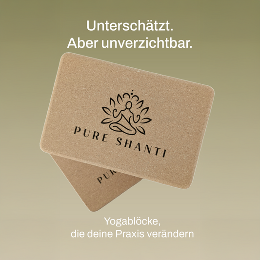 PURE SHANTI Yogablock aus Kork | 100% Naturmaterialien | 23 x 15 x 7,5 cm