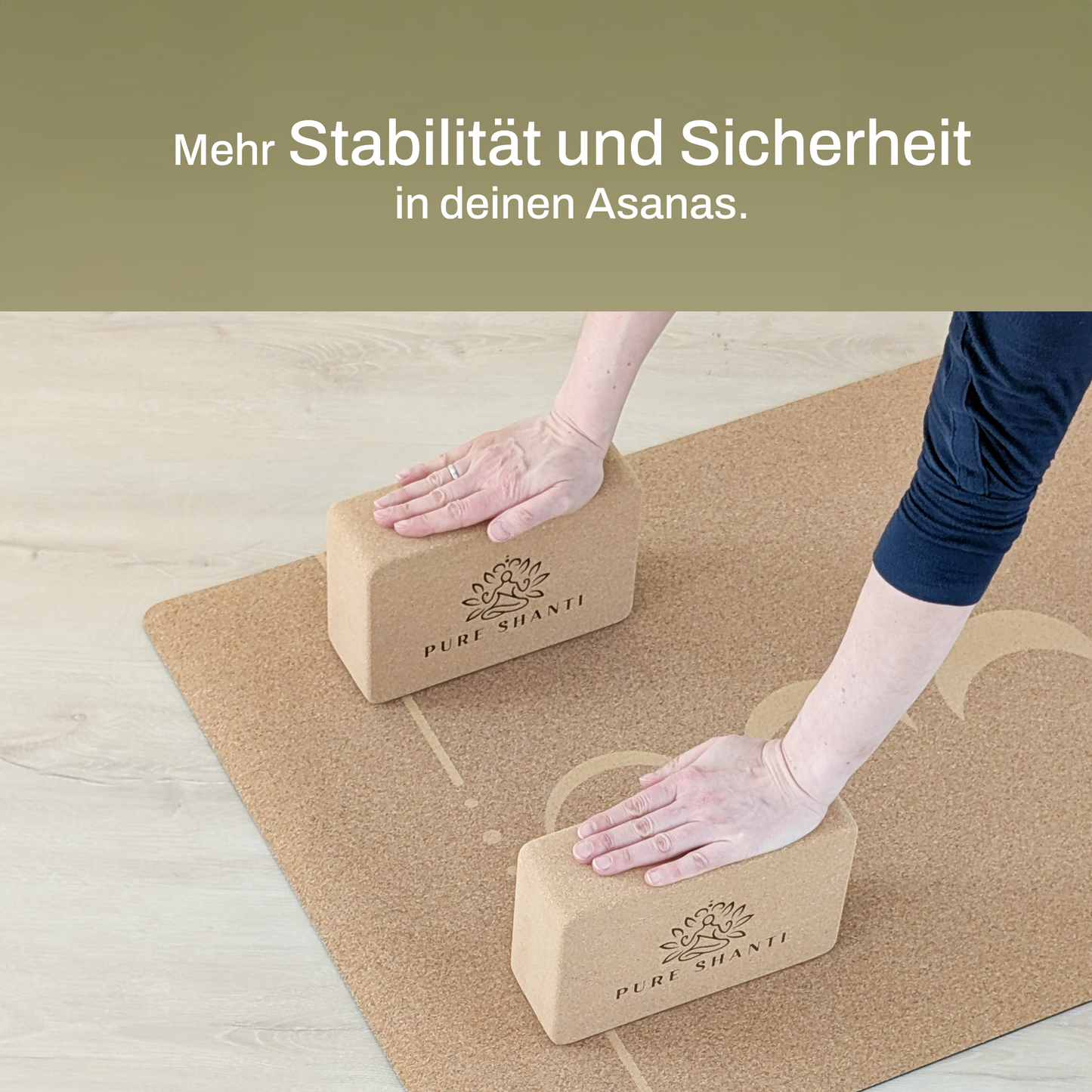 PURE SHANTI Yogablöcke aus Kork | 2er Set | 100% Naturmaterialien | 23 x 15 x 7,5 cm
