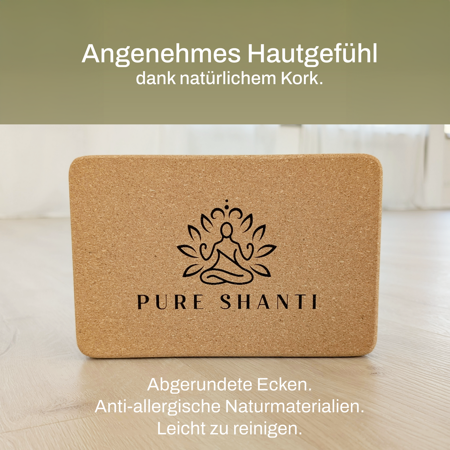 PURE SHANTI Yogablöcke aus Kork | 2er Set | 100% Naturmaterialien | 23 x 15 x 7,5 cm