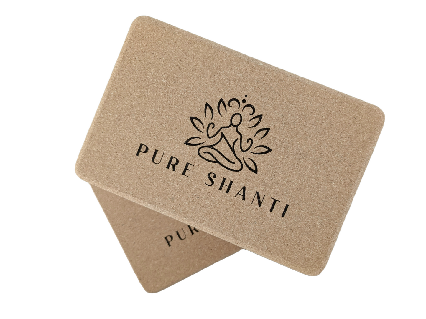 PURE SHANTI Yogablöcke aus Kork | 2er Set | 100% Naturmaterialien | 23 x 15 x 7,5 cm