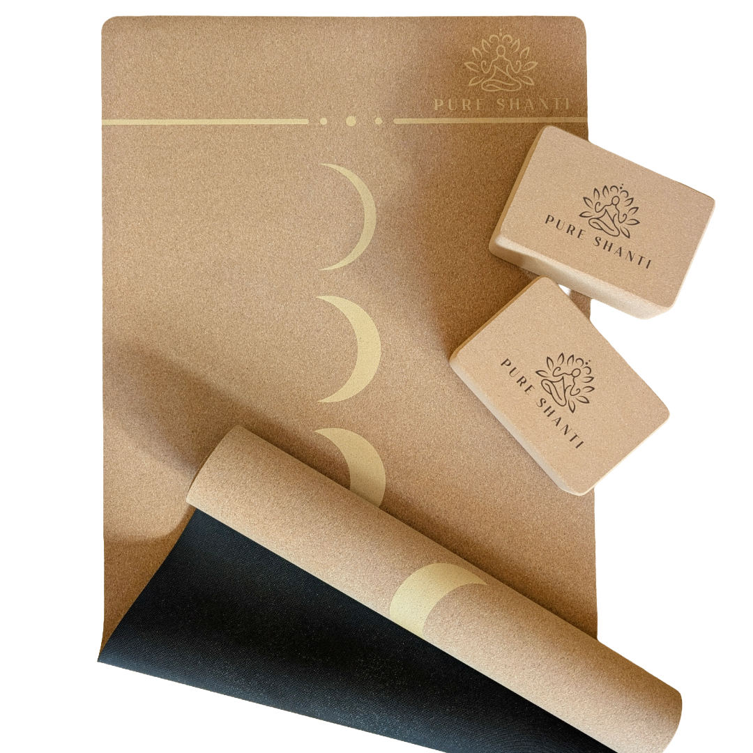 Kork Balance Set: Yogamatte aus Naturkork & 2 Korkblöcke im günstigen Set | Natürlich rutschfest | Nachhaltig & Angenehm hautfreundlich | Wohlfühlfaktor pur