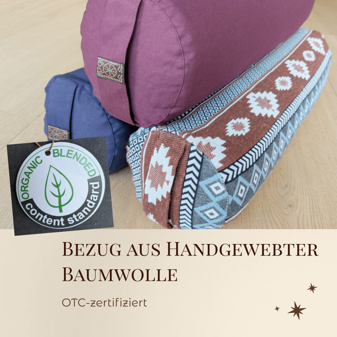 Yogabolster aus gewebter Baumwolle | Gefüllt mit natürlicher Buchweizenspreu