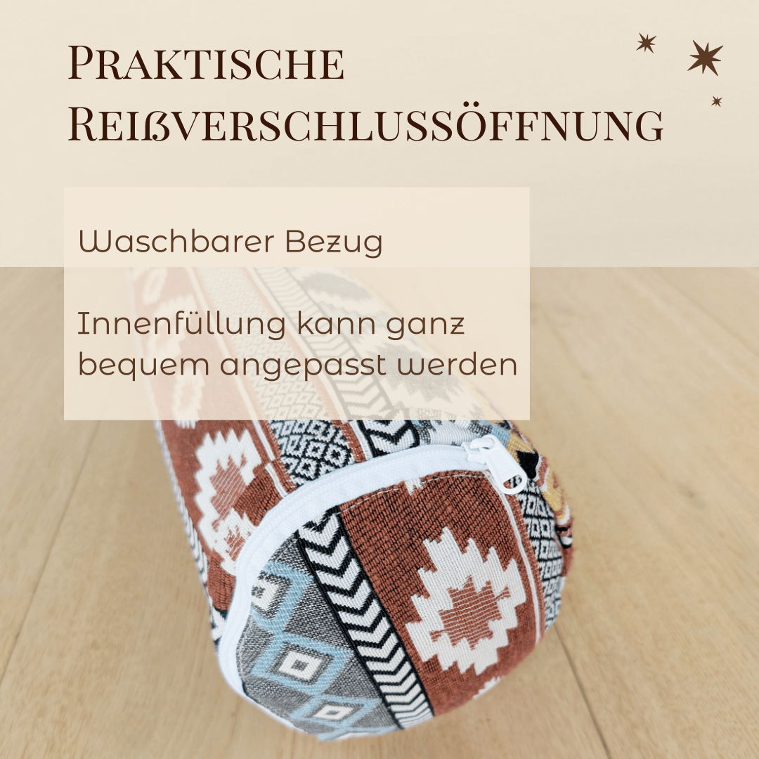 Yogabolster aus gewebter Baumwolle | Gefüllt mit natürlicher Buchweizenspreu
