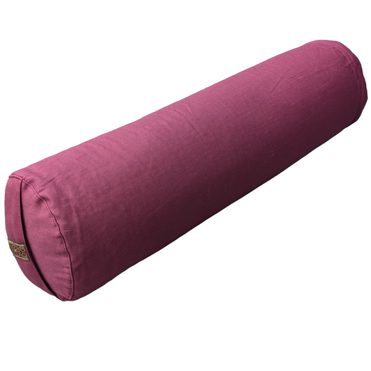 Yogabolster Aubergine | Bezug aus 100% Bio-Baumwolle | Natürliche Füllung aus Buchweizenspreu | Nachhaltiges Yogakissen | Mittelgroß: 63 x 17 cm