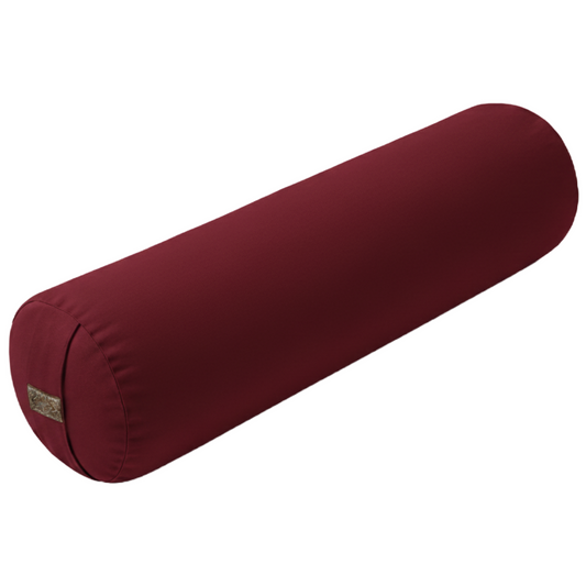 Yogabolster Aubergine | Bezug aus 100% Bio-Baumwolle | Natürliche Füllung aus Buchweizenspreu | Nachhaltiges Yogakissen | Mittelgroß: 63 x 17 cm