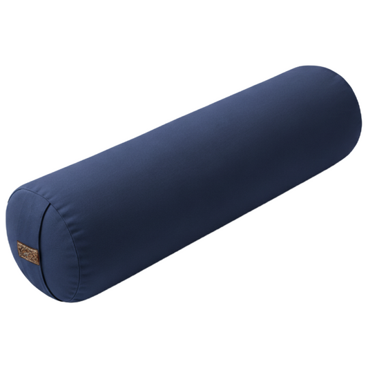 Yogabolster Dunkelblau aus 100% Bio-Baumwolle | Nachhaltiges Bolster | Yogakissen gefüllt mit natürlicher Buchweizenspreu | Waschen & nachfüllen | Mittlere Größe: 63 x 17 cm