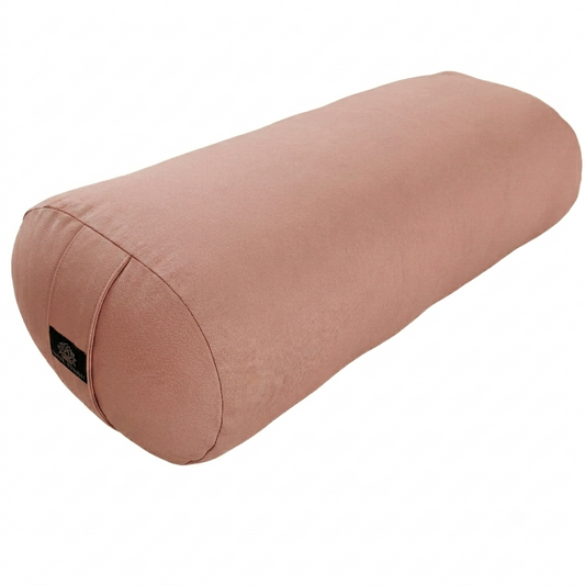 Großes Yogabolster Zartrosé | Bezug aus 100% Bio-Baumwolle | Natürliche Kapok-Füllung | Nachhaltiges Yogakissen | Groß: 70 x 30 x 20 cm