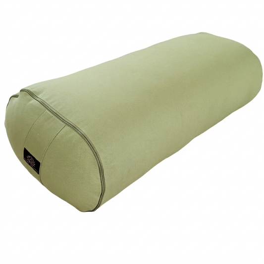 Großes Yogabolster Lindgrün | Bezug aus 100% Bio-Baumwolle | Natürliche Kapok-Füllung | Nachhaltiges Yogakissen | Groß: 70 x 30 x 20 cm