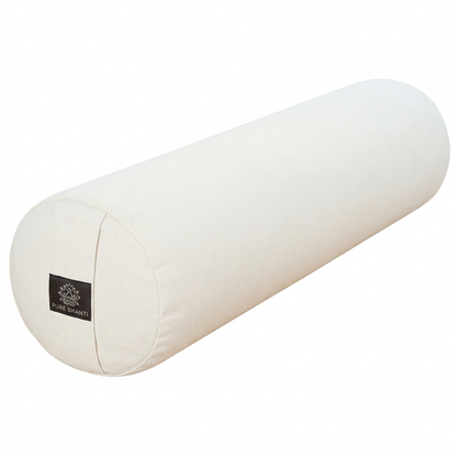 Cojín de yoga fabricado con materiales 100 % naturales (blanco crema) | Funda de algodón, relleno de cáscara de trigo sarraceno | Fabricado artesanalmente en Alemania 