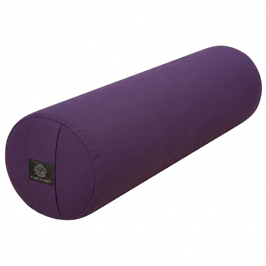Yogabolster Violett | Bezug aus 100% Bio-Baumwolle | Natürliche Füllung aus Buchweizenspreu | Nachhaltiges Yogakissen | Mittelgroß: 63 x 17 cm