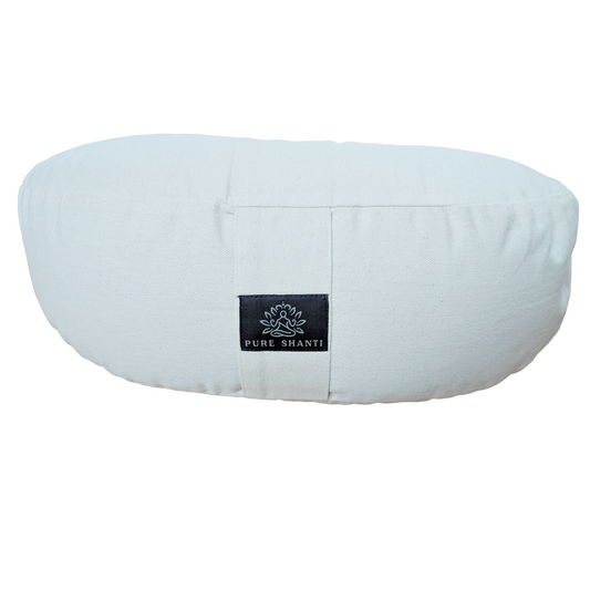 Halbmondkissen Cremeweiß aus 100% Bio-Baumwolle | Gefüllt mit natürlicher Buchweizenspreu