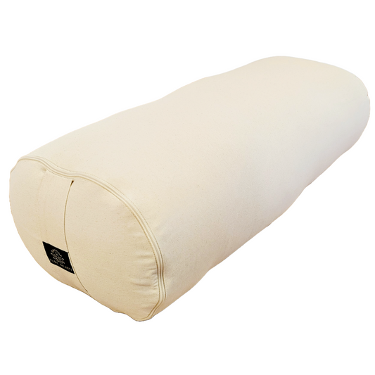 Großes Yogabolster Cremeweiß | Bezug aus 100% Bio-Baumwolle | Natürliche Kapok-Füllung | Nachhaltiges Yogakissen | Groß: 70 x 30 x 20 cm