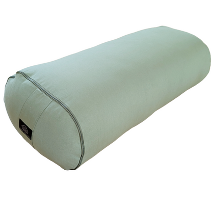 Cojín de yoga, verde claro | Funda de algodón 100 % orgánico | Relleno de cáscara de trigo sarraceno natural | Cojín de yoga sostenible | Tamaño grande: 70 x 30 x 20 cm