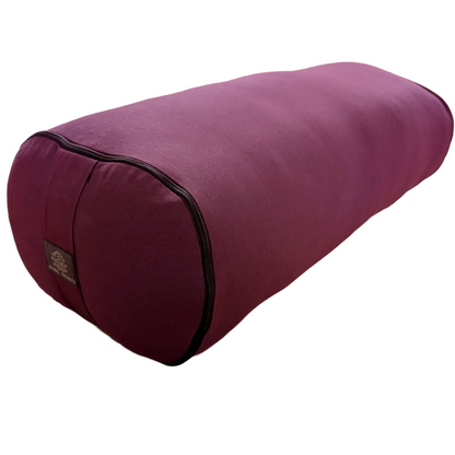 Cojín de yoga violeta | Funda de algodón 100 % orgánico | Relleno de cáscara de trigo sarraceno natural | Cojín de yoga sostenible | Tamaño grande: 70 x 30 x 20 cm