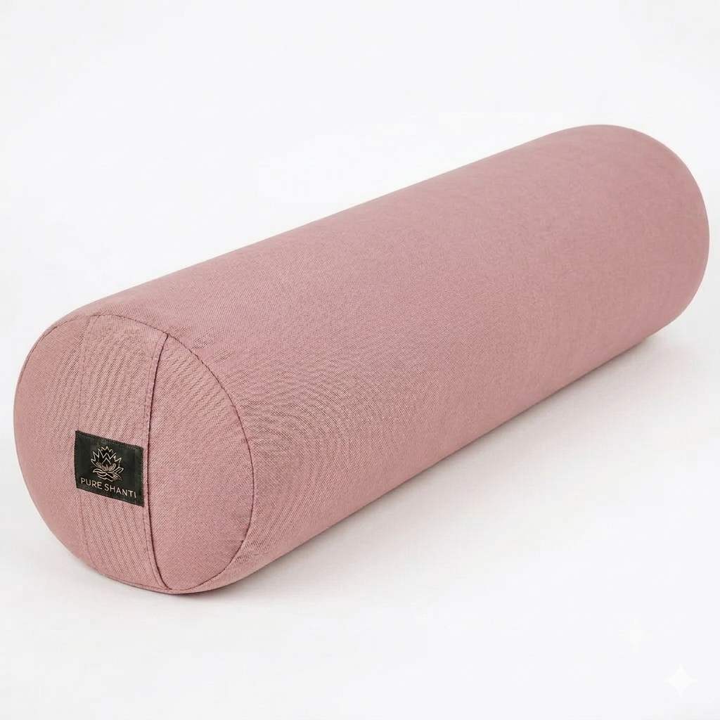 Cojín de yoga violeta | Funda 100 % algodón orgánico | Relleno de cáscara de trigo sarraceno natural | Cojín de yoga sostenible | Tamaño mediano: 63 x 17 cm