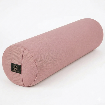 Cojín de yoga violeta | Funda 100 % algodón orgánico | Relleno de cáscara de trigo sarraceno natural | Cojín de yoga sostenible | Tamaño mediano: 63 x 17 cm