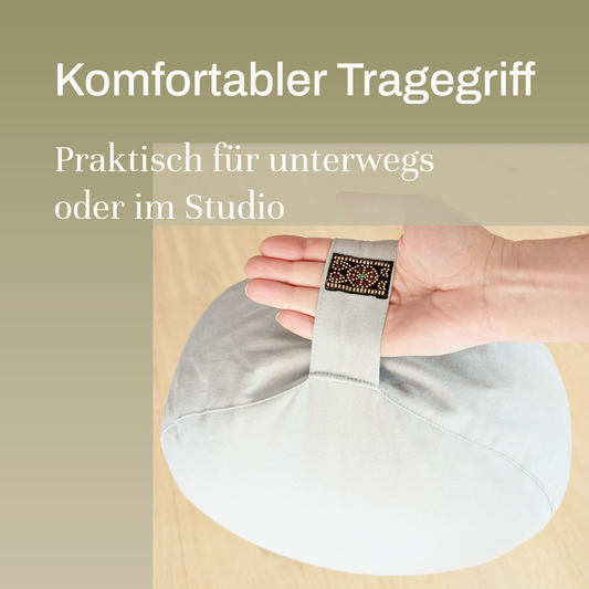 Meditationskissen Seladongrün | Bezug aus 100% Bio-Baumwolle | Gefüllt mit natürlicher Buchweizenspreu