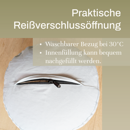 Meditationskissen Seladongrün | Bezug aus 100% Bio-Baumwolle | Gefüllt mit natürlicher Buchweizenspreu