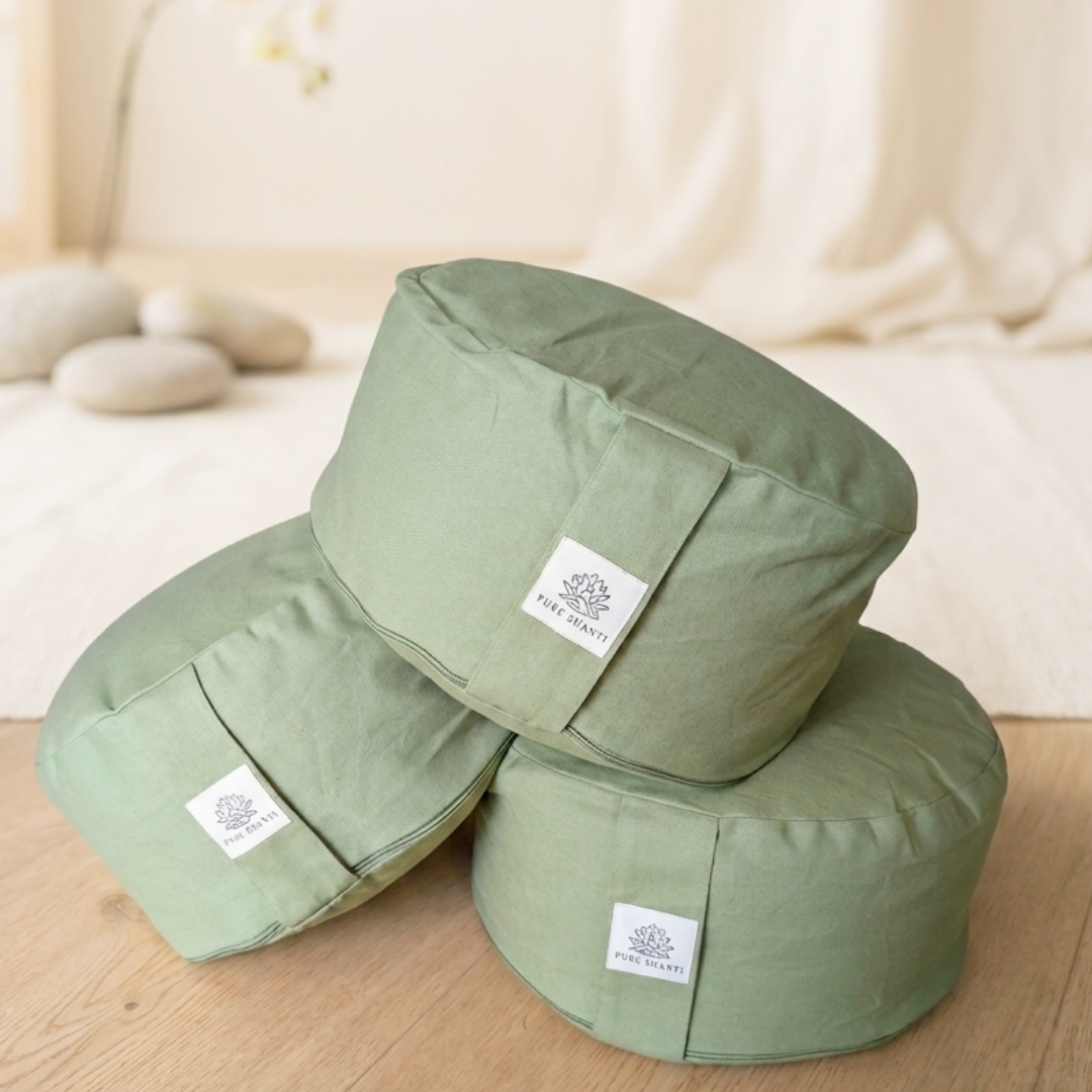 Meditationskissen Lindgrün | Bezug aus 100% Bio-Baumwolle | Natürliche Buchweizenspreu-Füllung