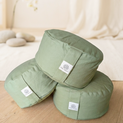 Meditationskissen Lindgrün | Bezug aus 100% Bio-Baumwolle | Natürliche Buchweizenspreu-Füllung