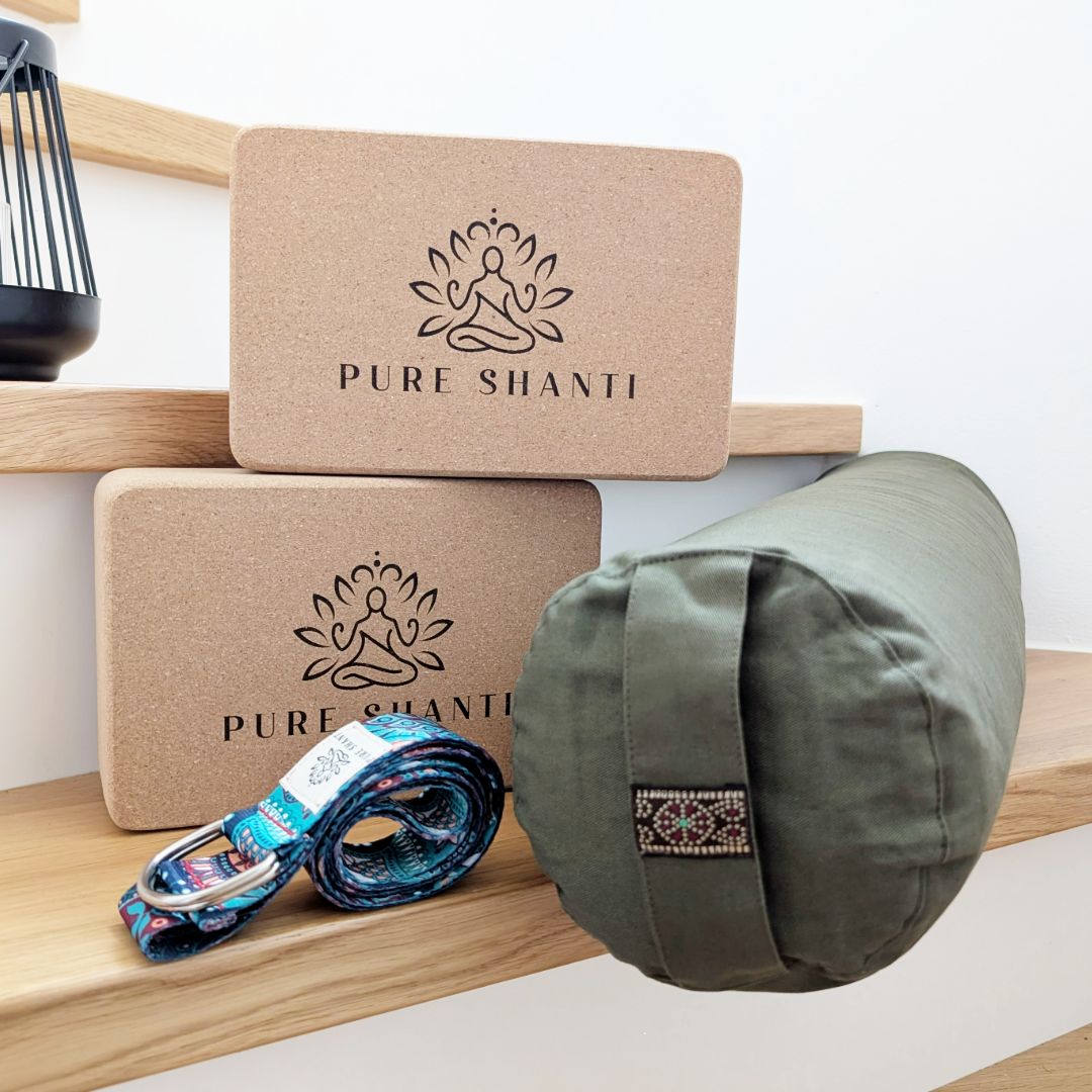 Starter-Set: Yogabolster, Blöcke und Gurt