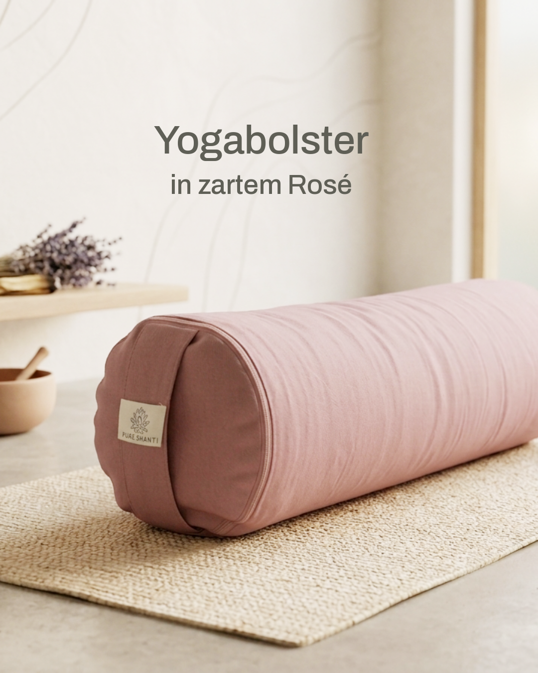 Cojín de yoga violeta | Funda 100 % algodón orgánico | Relleno de cáscara de trigo sarraceno natural | Cojín de yoga sostenible | Tamaño mediano: 63 x 17 cm