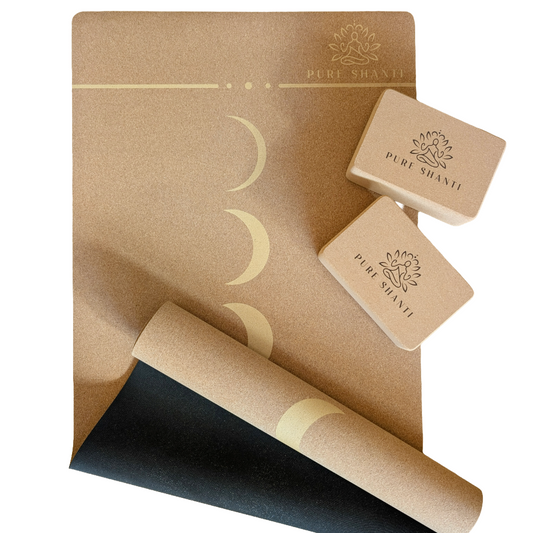 Kork Balance Set: Yogamatte aus Naturkork & 2 Korkblöcke im günstigen Set | Natürlich rutschfest | Nachhaltig & Angenehm hautfreundlich | Wohlfühlfaktor pur