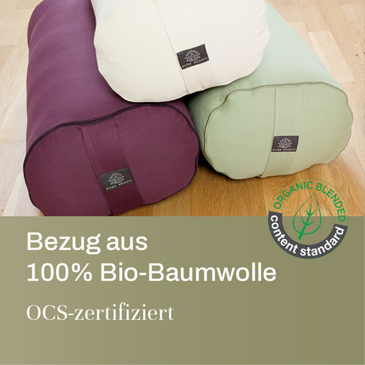 Großes Yogabolster Lindgrün | Bezug aus 100% Bio-Baumwolle | Natürliche Kapok-Füllung | Nachhaltiges Yogakissen | Groß: 70 x 30 x 20 cm