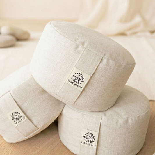 Meditationskissen Natur | Bezug aus 100% Bio-Baumwolle | Natürliche Buchweizenspreu-Füllung