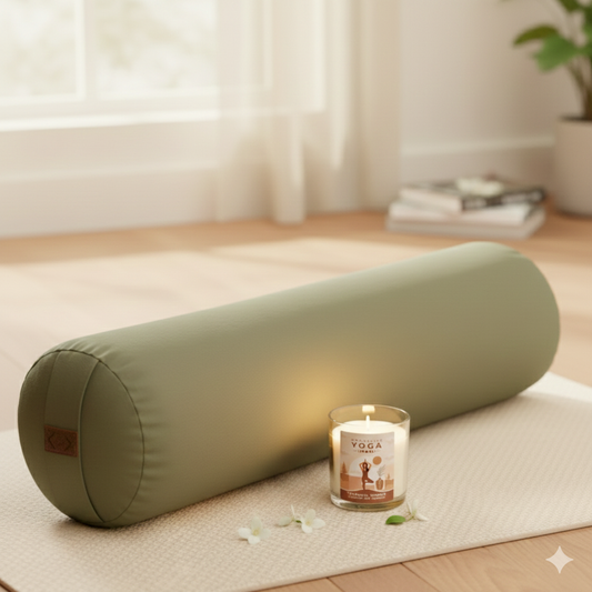 Wohlfühl-Set: Yogabolster und Duftkerze | Hochwertige Produktauswahl | Bolster aus Bio-Baumwolle