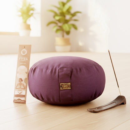 Meditations-Set: Meditationskissen aus Bio-Baumwolle & hochwertiges Räucherwerk | Räucherstäbchen der Serie Moonshine Yoga