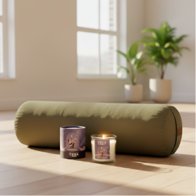 Wohlfühl-Set: Yogabolster und Duftkerze | Hochwertige Produktauswahl | Bolster aus Bio-Baumwolle