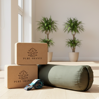 Starter-Set: Yogabolster, Blöcke und Gurt