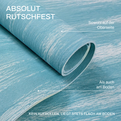 Yogamatte aus reinem Naturkautschuk | Perfekter Grip | Farbe: Ocean | Kostenloser Tragegurt | 183 x 64 cm | 4mm Dämpfung
